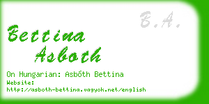bettina asboth business card